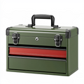 Boîte à outils 50 x 25 x 30 cm en acier vert avec tiroir et poignée de transport