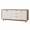 Buffet 180 x 45 x 80 cm en panneaux dérivés du bois marron et blanc avec rangement style rétro