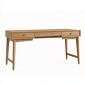 Bureau 140 cm en bois naturel à 3 tiroirs style scandinave