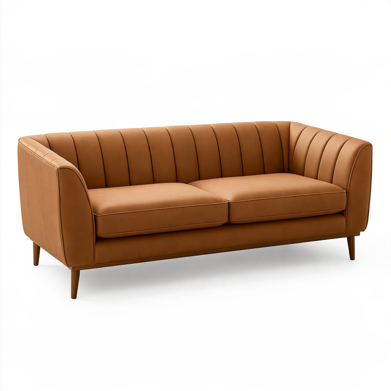 Canapé 2 places 180 x 85 x 80 cm aspect cuir marron style rétro