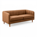 Canapé 3 places 180 cm brun cognac en revêtement aspect cuir - style moderne