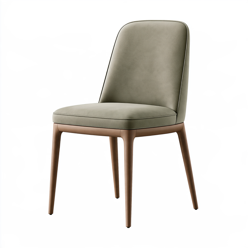 Chaise de salle à manger 48 x 55 x 85 cm similicuir kaki pieds en bois style contemporain