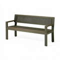 Banc de jardin 120 cm en acier vert olive avec dossier perforé style industriel