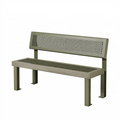 Banc de jardin 150 cm en acier vert olive avec dossier grillagé