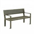 Banc de jardin 120 x 60 x 85 cm en acier vert kaki style industriel ajouré