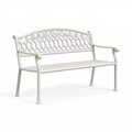 Banc de jardin 122 x 62 x 93 cm en acier blanc style romantique à deux places