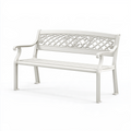 Banc de jardin 150 cm en métal blanc à dossier ajouré style classique