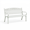 Banc de jardin 120 cm en métal blanc à dossier ajouré décoratif