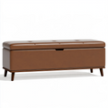 Banc coffre 120 x 45 x 50 cm en revêtement synthétique marron pour rangement style moderne