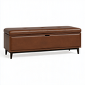 Banc coffre 120 x 45 x 48 cm en revêtement synthétique brun avec assise capitonnée