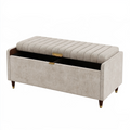 Banquette coffre 120 x 45 x 50 cm en tissu bouclette beige pour rangement intérieur style contemporain